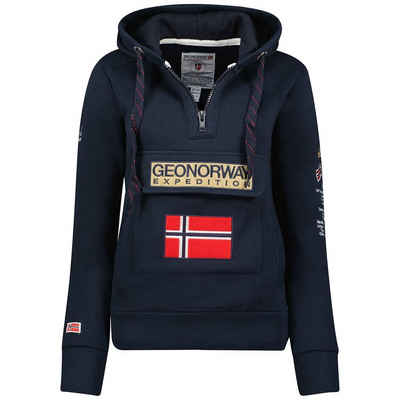Geo Norway Kapuzenpullover »Damen Hoodie bagymclass« (1-tlg) mit Norwegen Fahen als Emblem