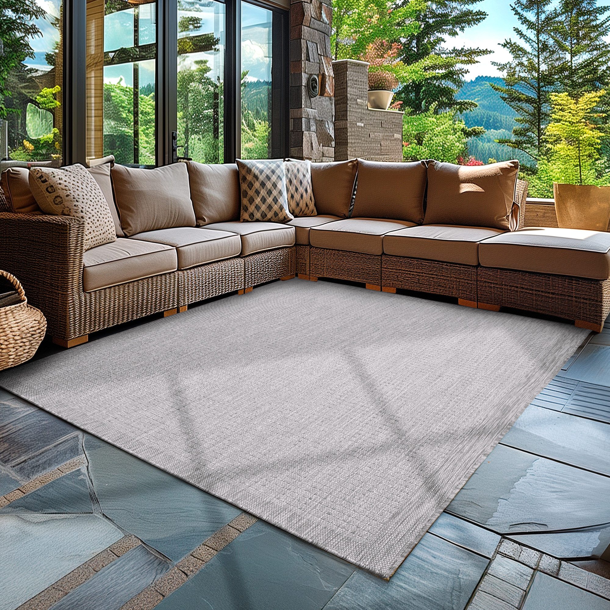 Carpettex Outdoorteppich Unicolor, Rechteck, Höhe: 3 mm, Teppich Wetterfest Waschbar Balkon, Garten, Terrasse und Küchenteppich