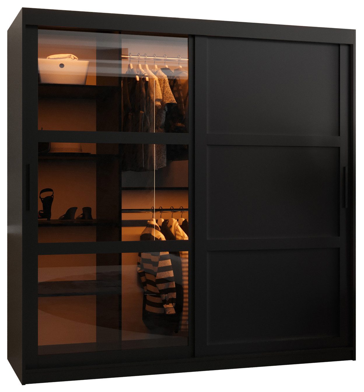 ABIKS MÖBEL Schwebetürenschrank DOME 3 Schlafzimmerschrank - mit Schiebetüren, Kleiderstange, Regalen