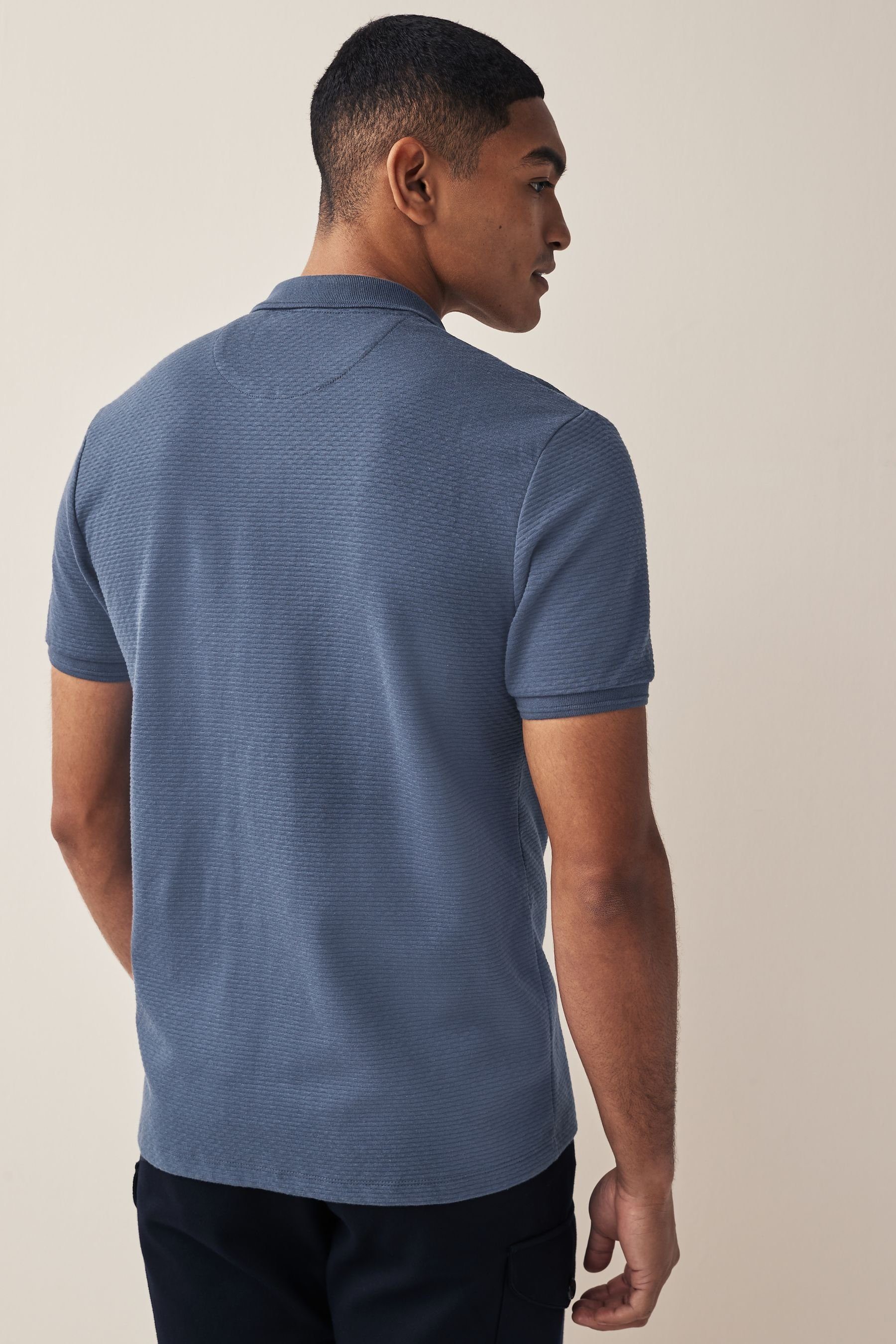 Next (1-tlg) Polo-Shirt Blue Strukturiertes Poloshirt