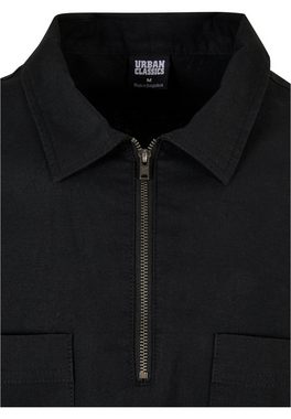 URBAN CLASSICS Langarmhemd Urban Classics Herren Cotton Linen Half Zip Shirt (1-tlg)