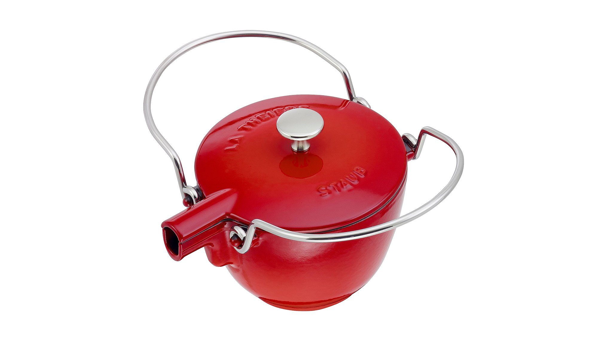 Staub Teekanne STAUB Teekanne,Kanne 16 cm rund Kirsch-Rot Gusseisen Induktion, 1,15 l, (1-St)