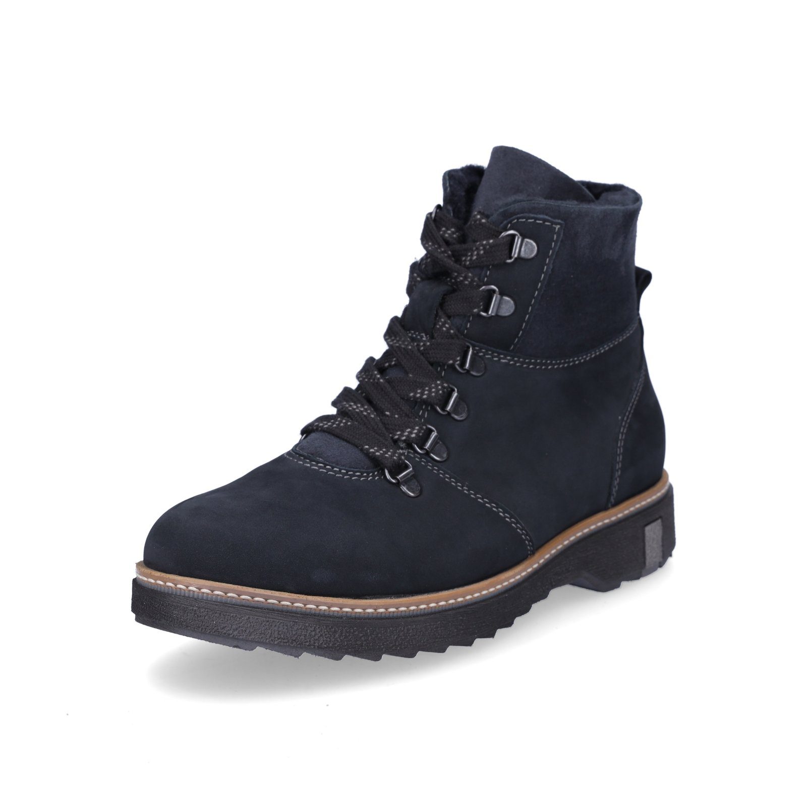 Waldläufer Damen Leder Schnürboot blau Schnürboots