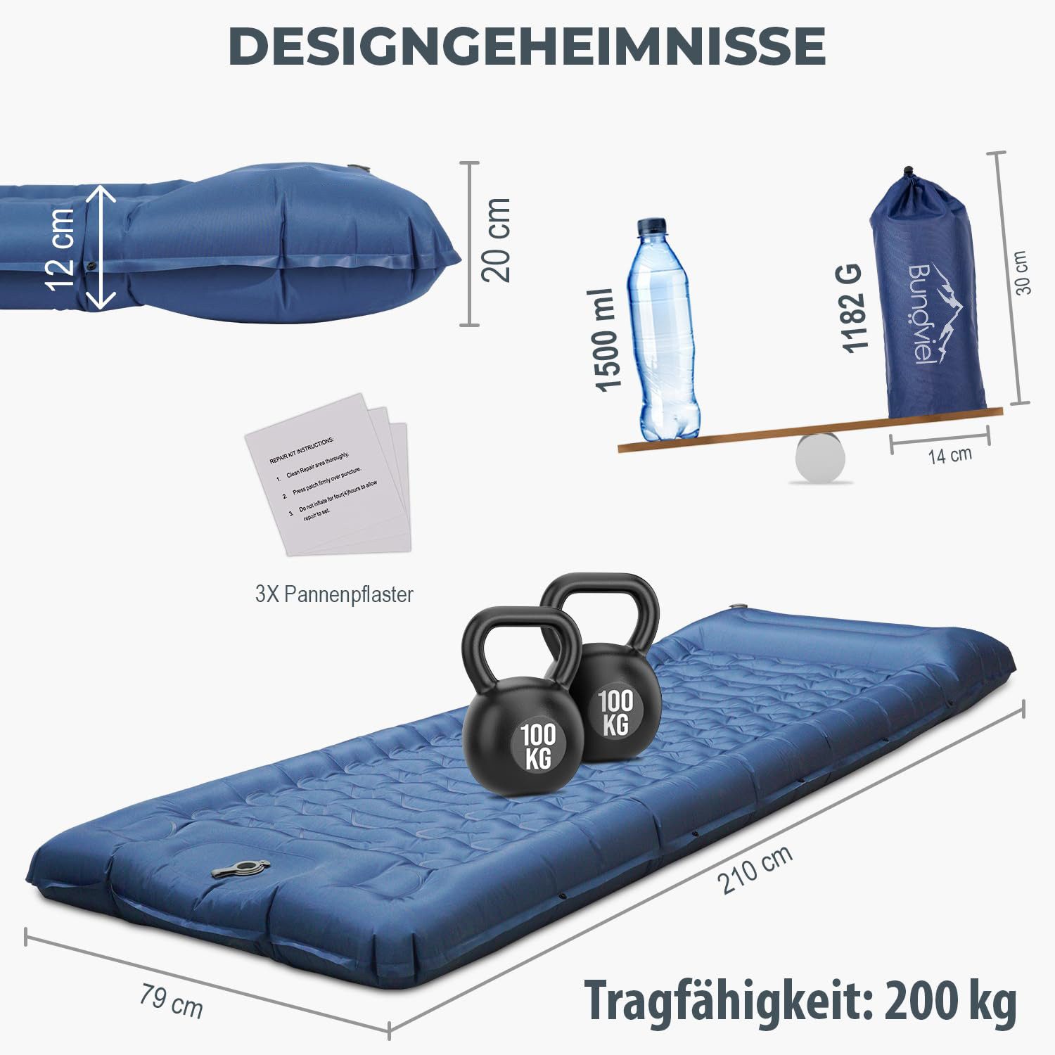 YI Luftbett Isomatte Ultraleicht 12cm dick,faltbar günstig online kaufen