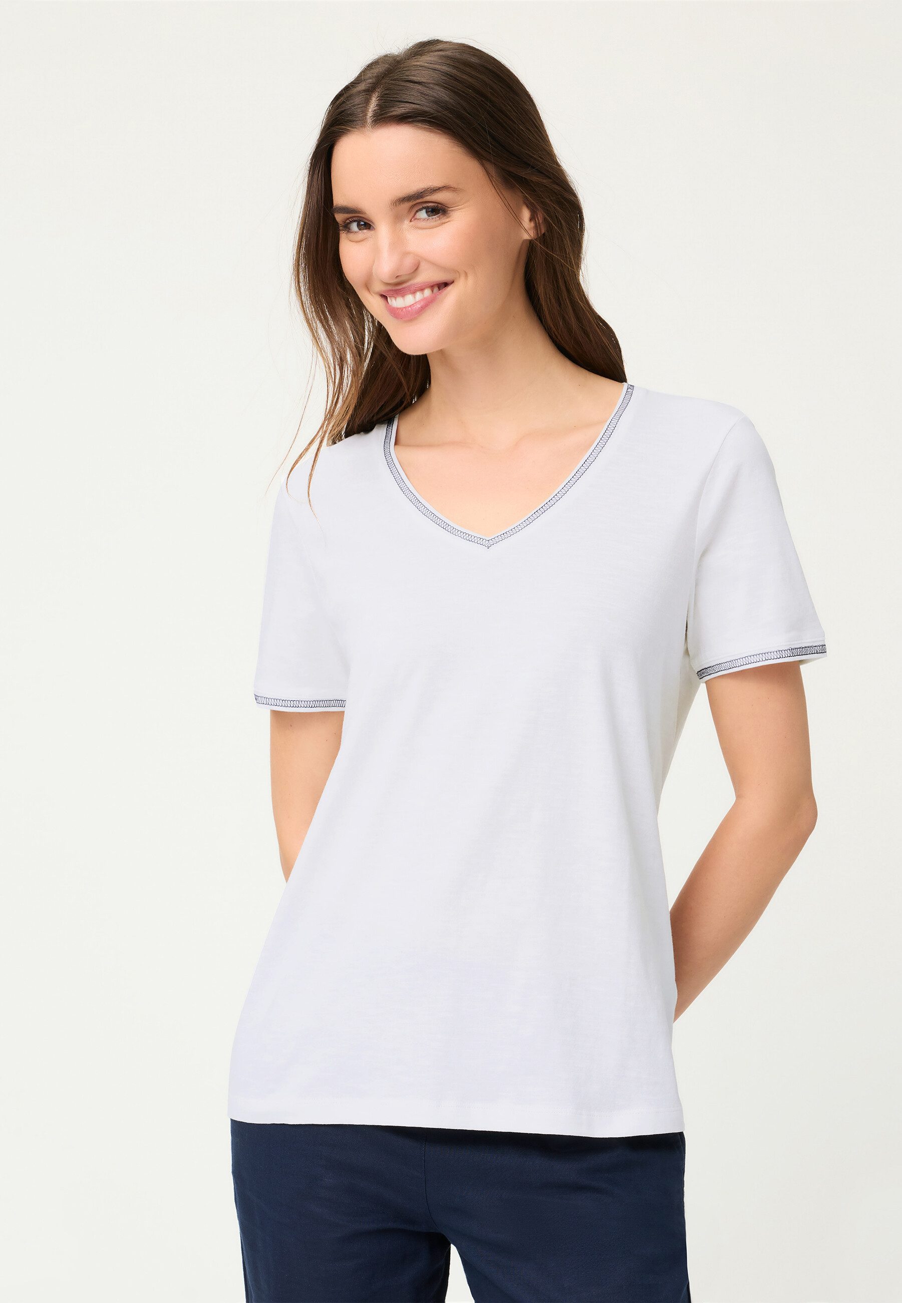 Olsen T-Shirt Shirt mit femininen V-Ausschnitt