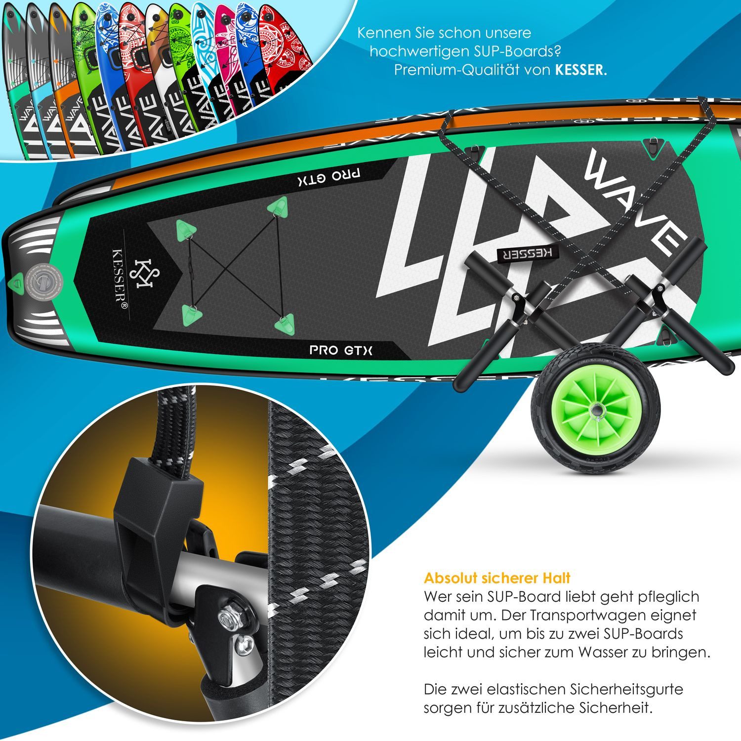 KESSER SUP Transport Trolley, Surfboard Transport Trolley for SUP Boards (Stand Up)