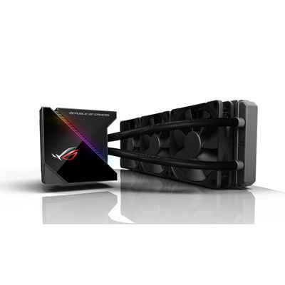 Asus Computer-Kühler ROG Ryujin 360 All-in-One, CPU-Wasserkühlung OLED-Display Aura Sync RGB PPC-PWM-Lüfter, schwarz