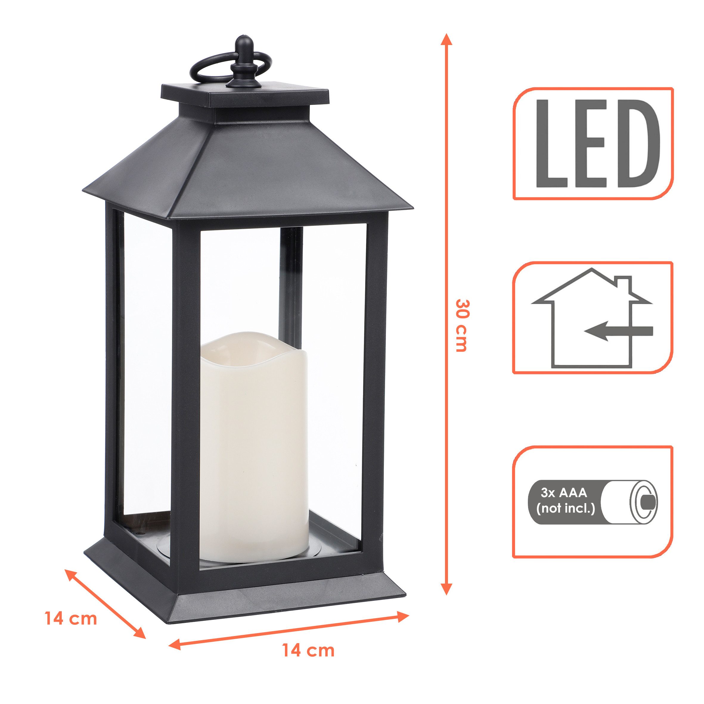 Spetebo Kerzenlaterne Metall Laterne schwarz inklusive LED Kerze mit Flacke günstig online kaufen