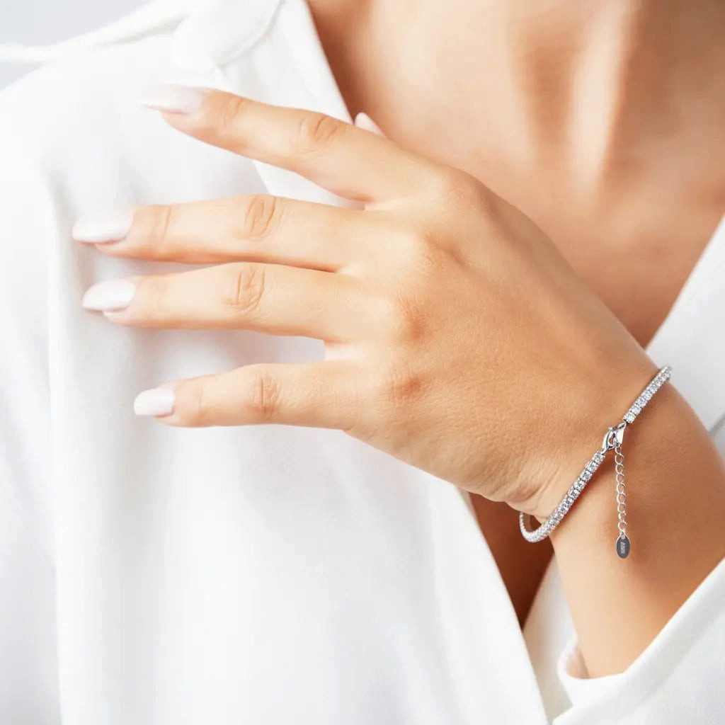 Suzan Gold Tennisarmband 925 Silber Stardust Line Zirkonia verstellbar