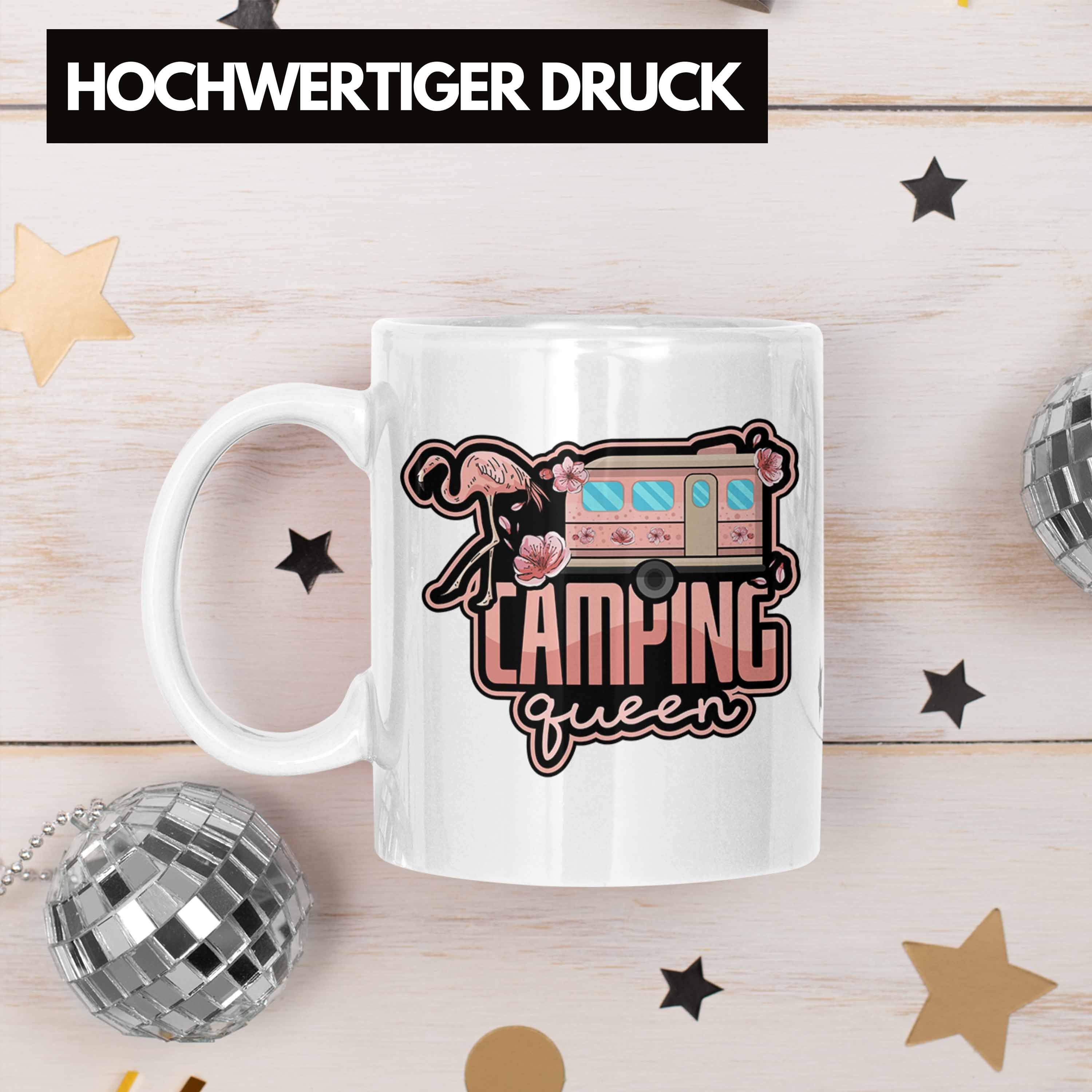 Trendation Tasse Tasse Camping Queen Geschenk Spruch Weiss Lustiges Camperin Geschenkidee