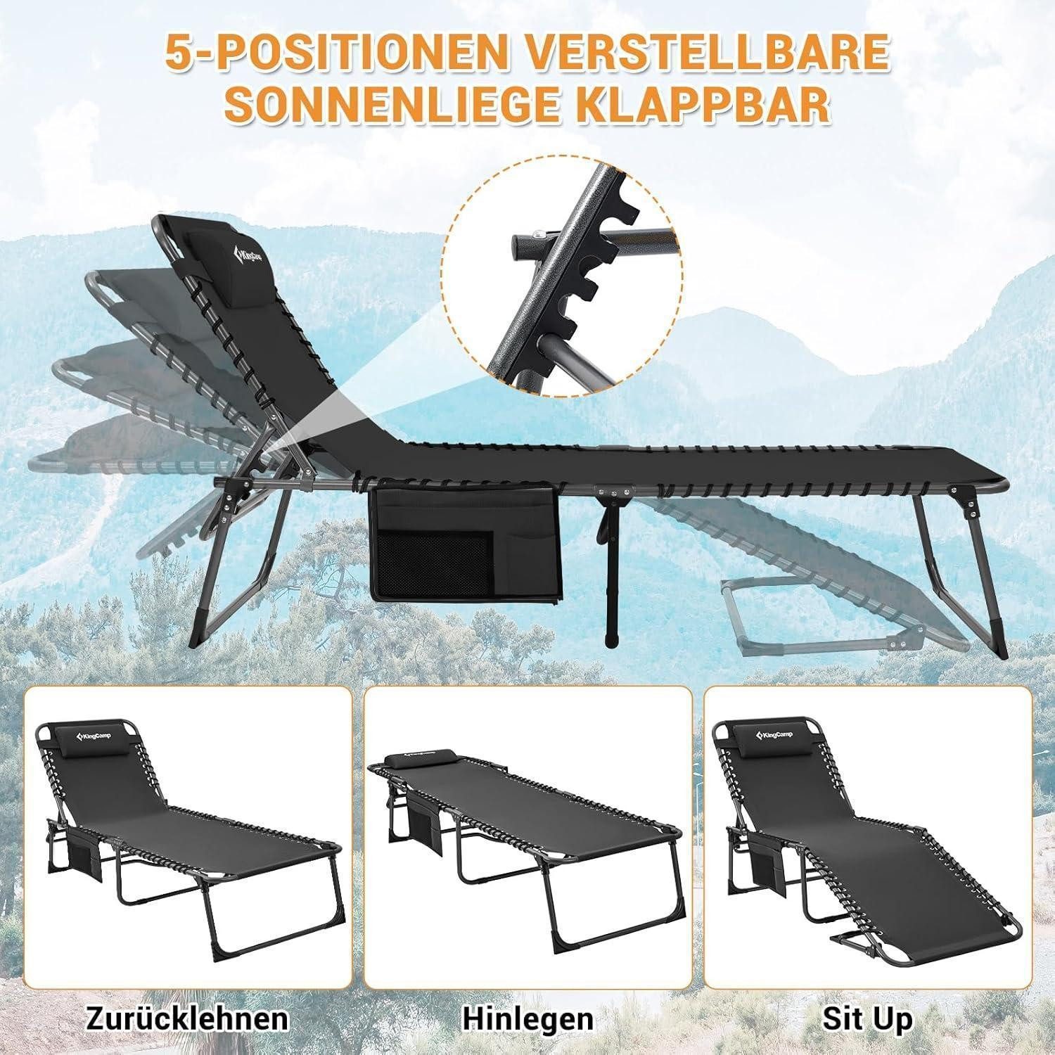 LuxusKollektion Gartenliege Übergroße Sonnenliege klappbar 5-fach verstellbar Gartenliege bis 150