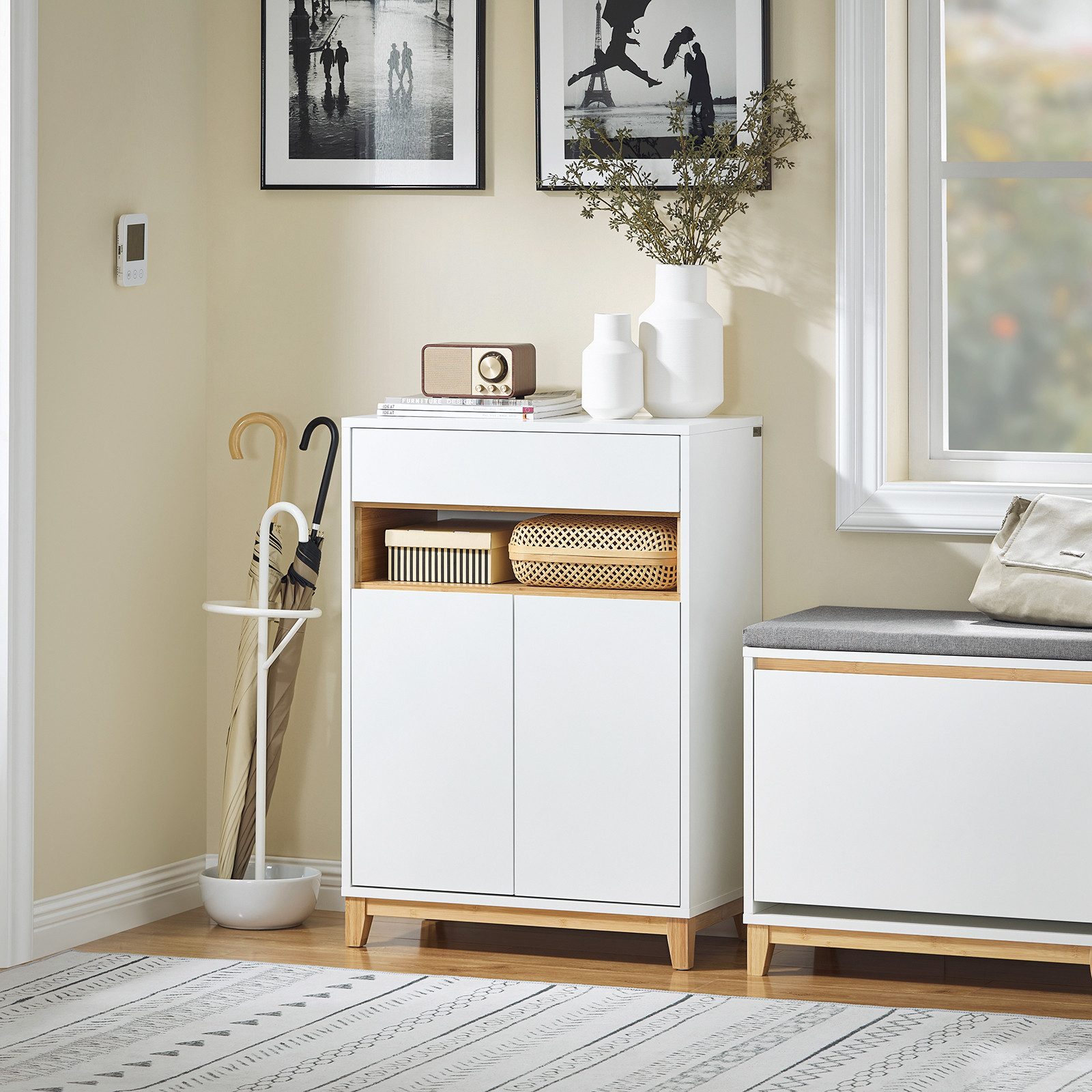 SoBuy Kommode FSB97, Sideboard Küchenschrank Flurschrank Küchekommode Aufbewahrungsschrank