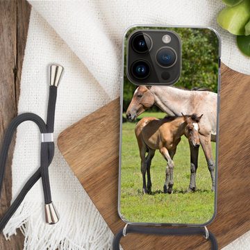MuchoWow Handyhülle Pferde - Gras - Schatten, Handyhülle Telefonhülle Apple iPhone 14 Pro