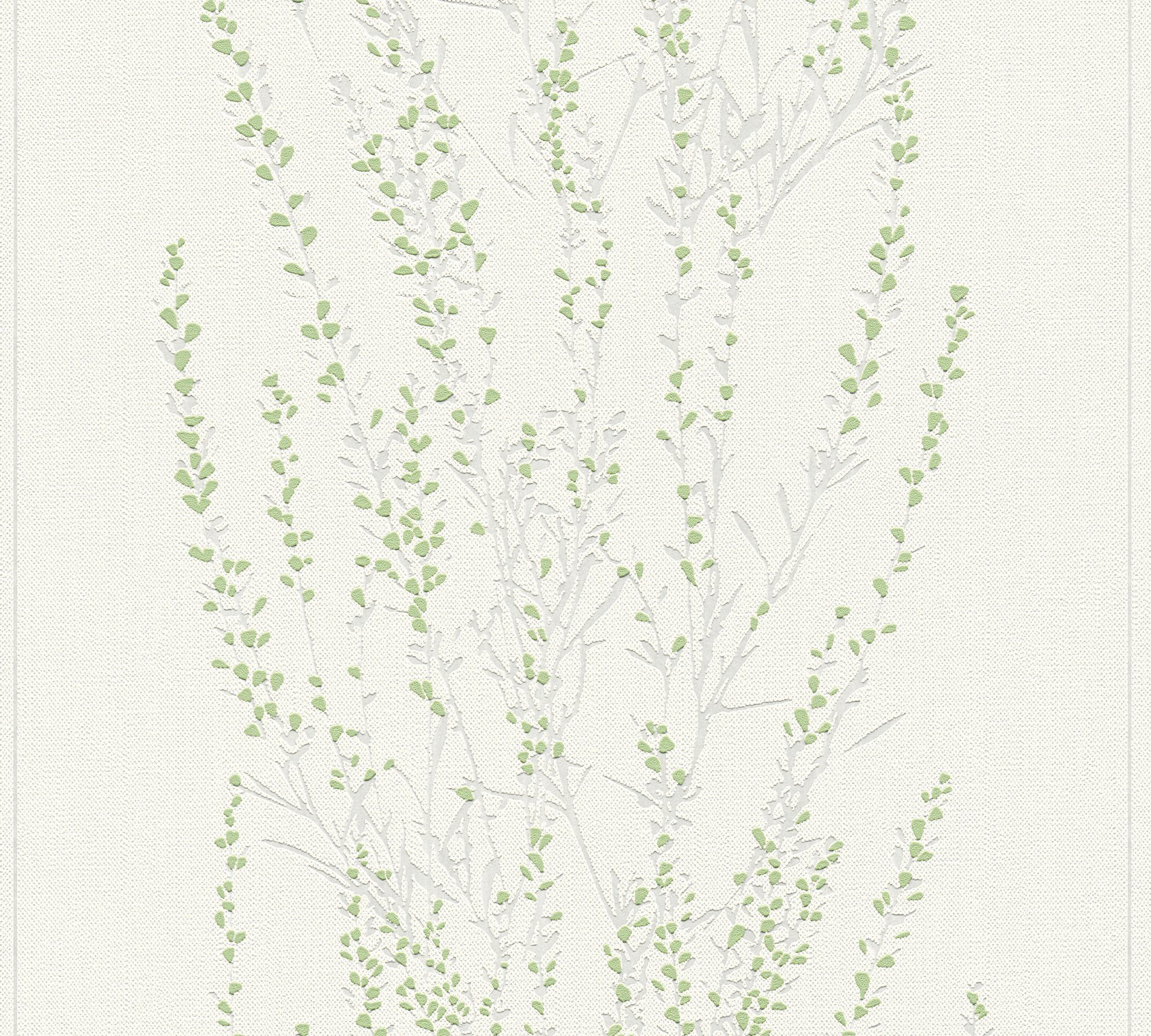 Tapete Blooming grau/grün A.S. Vliestapete floral, Création strukturiert, Blumen floral,