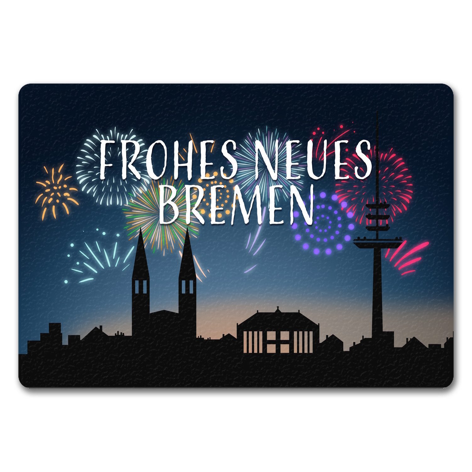 Fußmatte Frohes Neues Bremen Fußmatte in 35x50 cm ohne Rand
