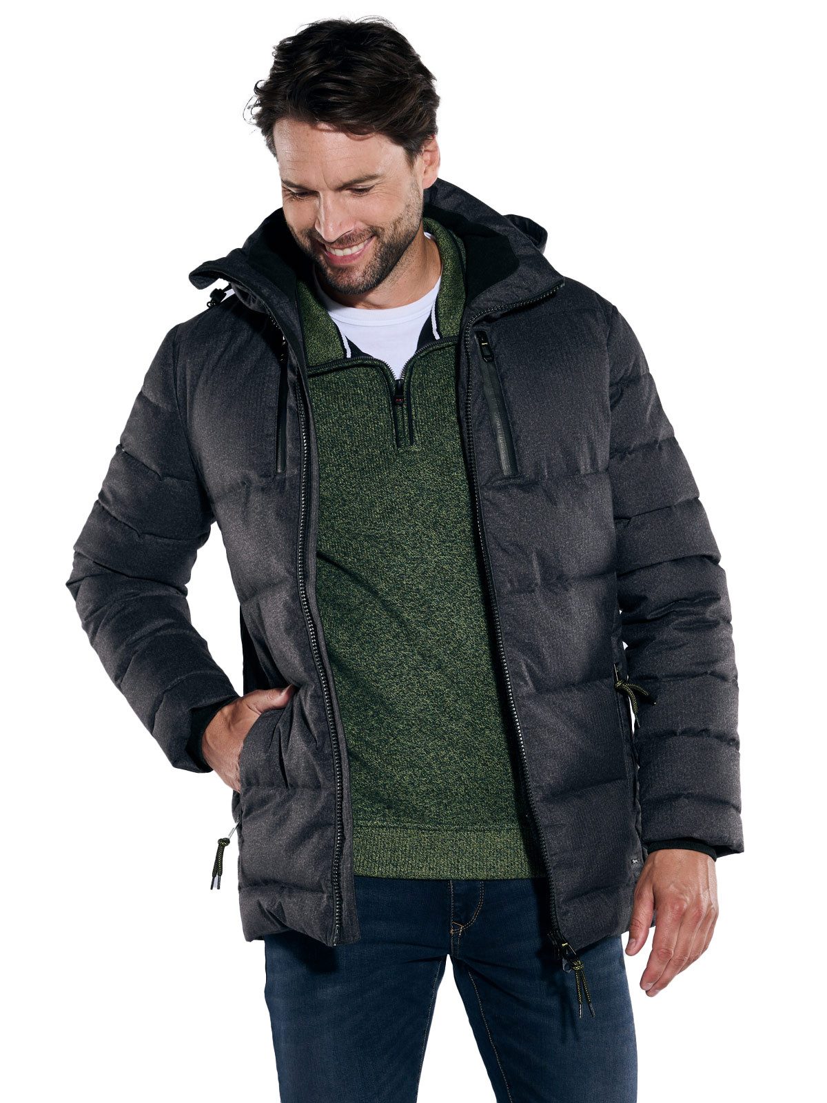 Engbers Langjacke Herren Steppjacke slim fit, Anthrazit günstig online kaufen