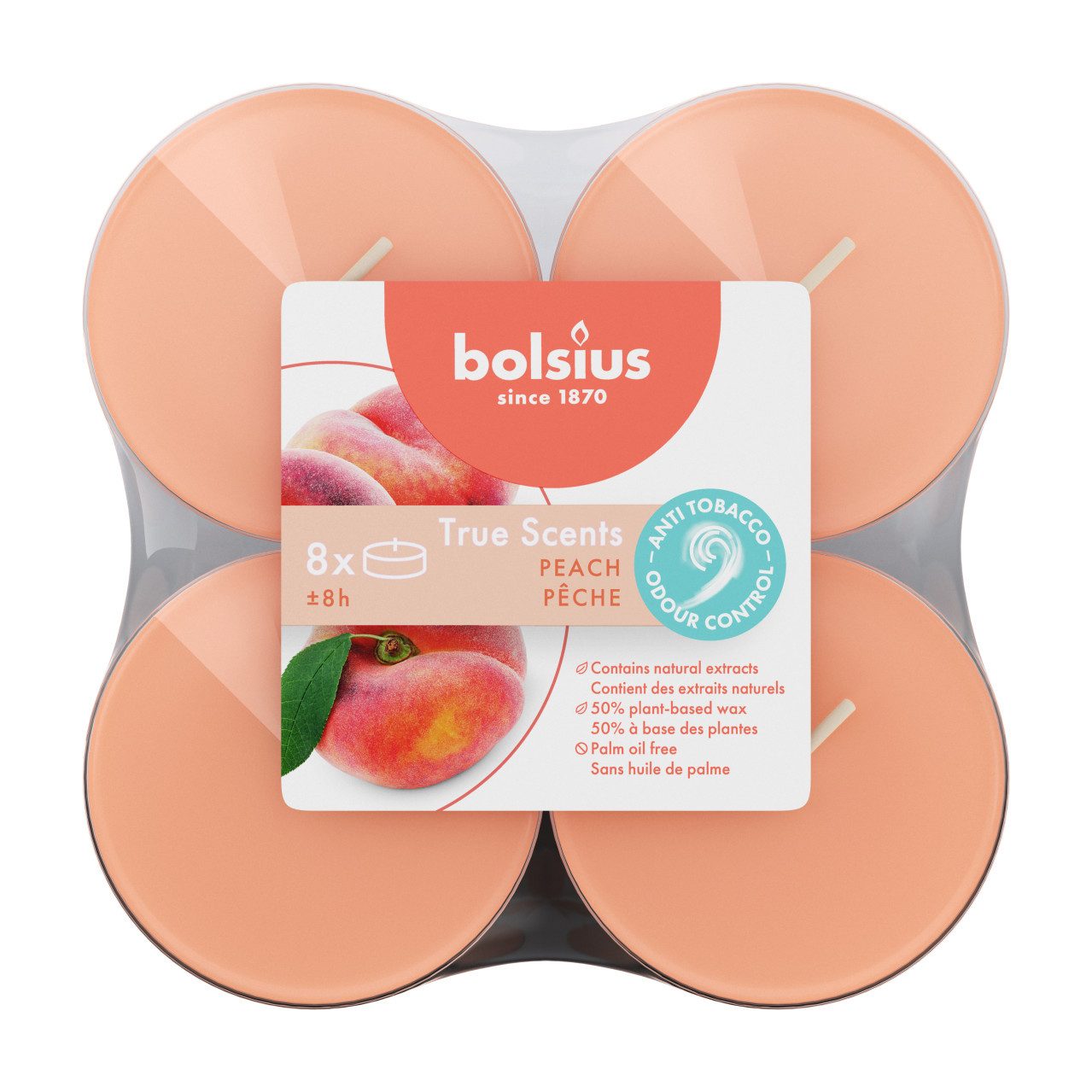 Bolsius Teelicht Bolsius Maxi-Lichte transparent 8 Stunden 8er Pack