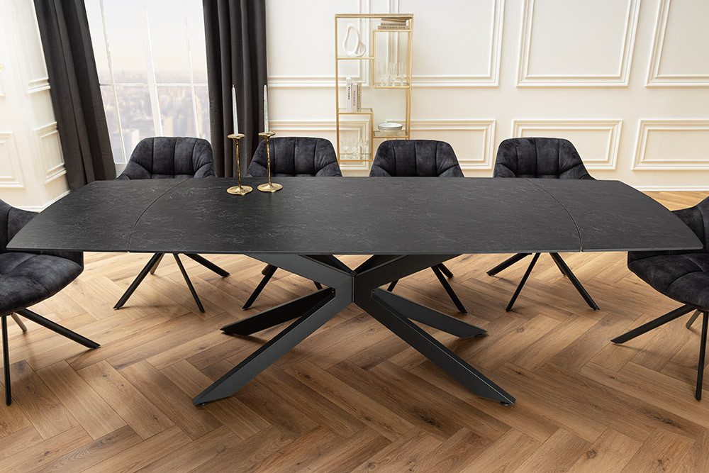 riess-ambiente Esstisch COSMOS 160-240cm grau/schwarz - Keramik, Metallgestell, ausziehbar (Einzelartikel, 1-St), verlängerbarer Konferenztisch für 12 Personen - ideal für Essbereich