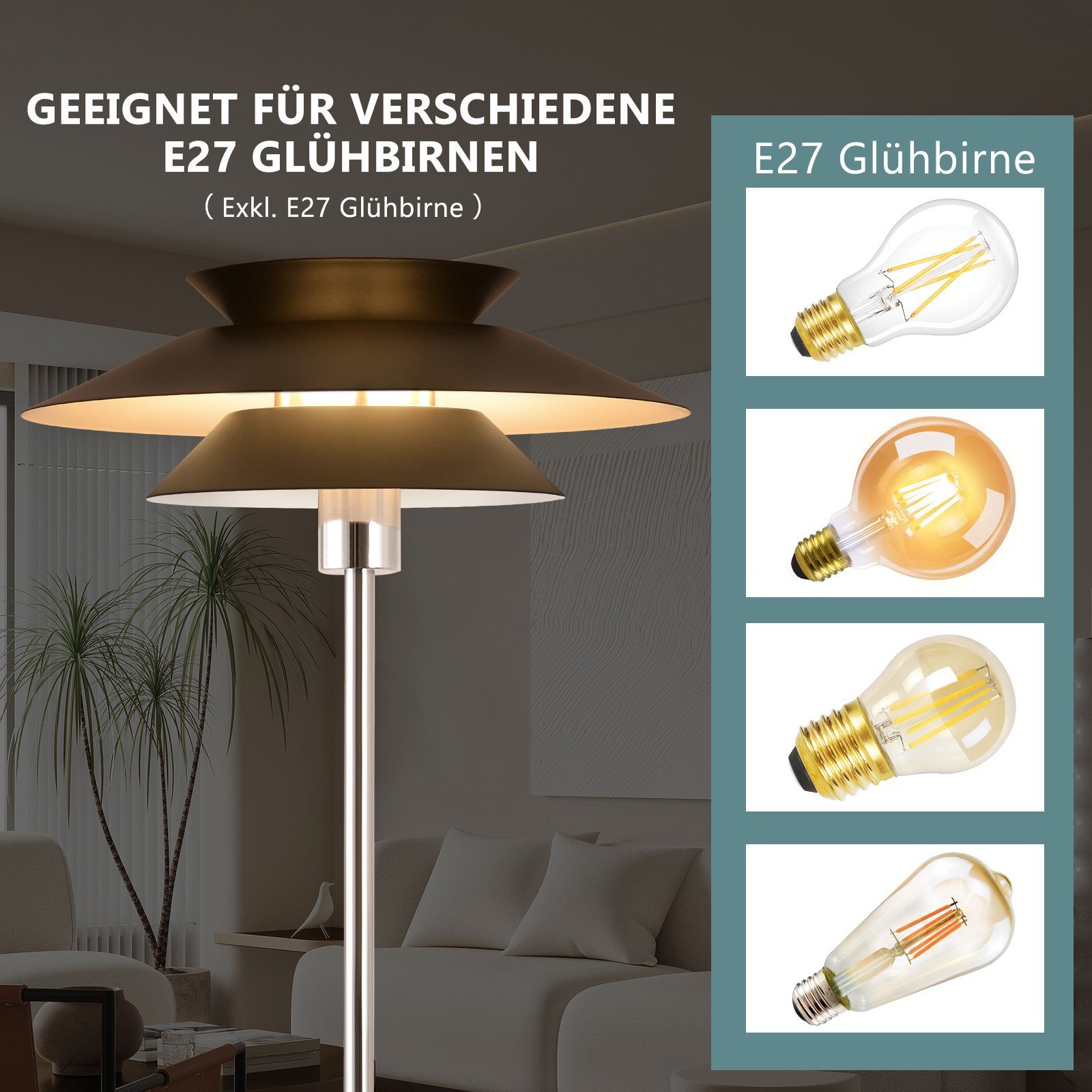 Nettlife Stehlampe Wohnzimmer Vintage E27 Metall Modern Stehleuchte Standla günstig online kaufen