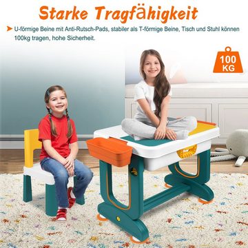 AUFUN Kindersitzgruppe Kindertisch Stuhl Aktivitätstisch Spieltisch mit Bausteine