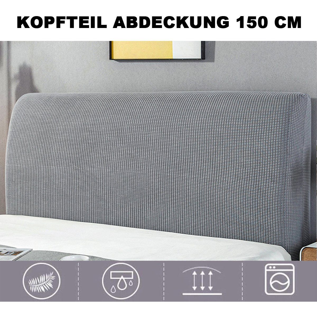 Schlafzimmer, Kopfteil Hellgrau1 Betthusse Hussen,Stretch Schonbezug,für Bett Bettkopfteil Jormftte