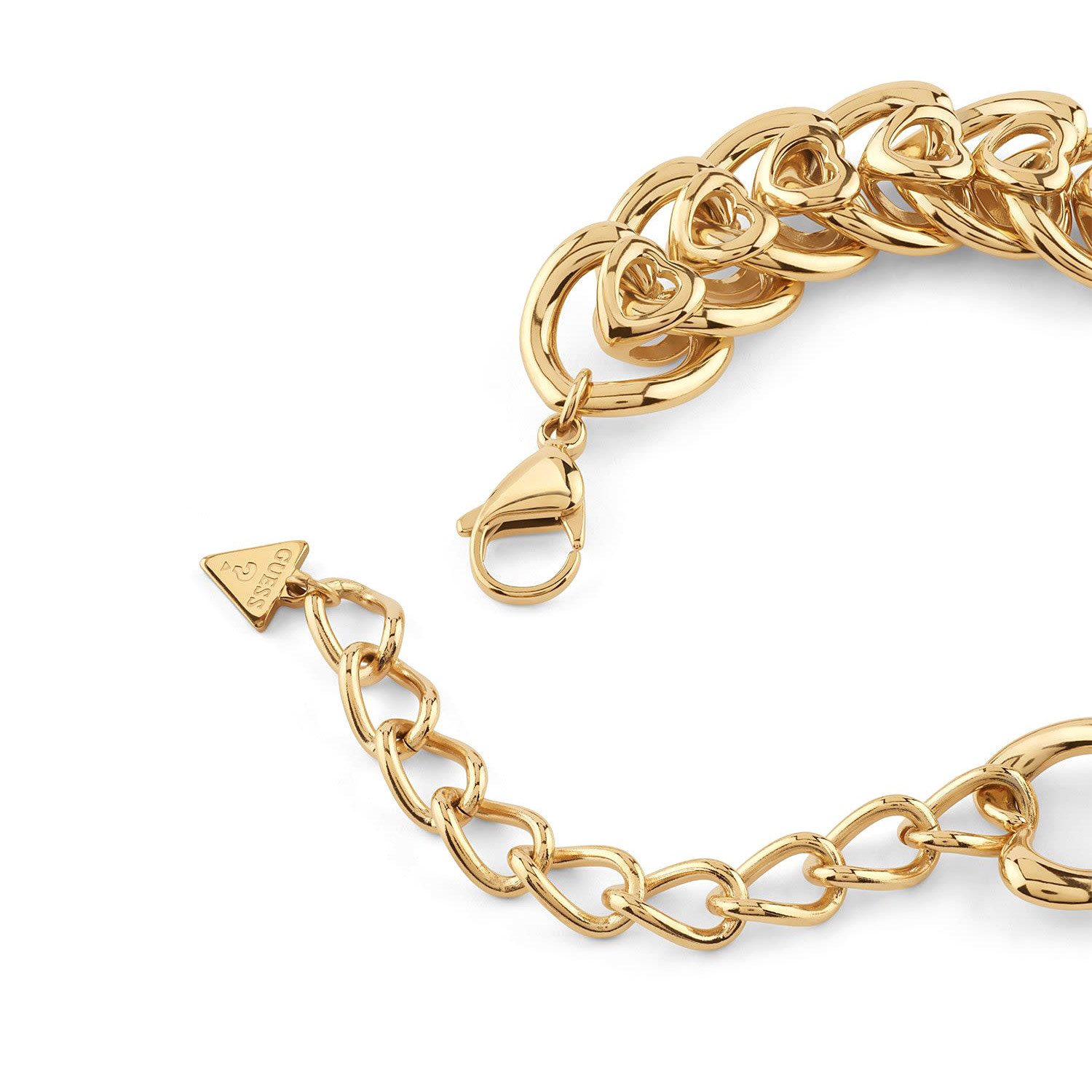 Guess Herzkette JUBN05453JWYGT/U, für Damen-Kette Multi Heart Goldfarben