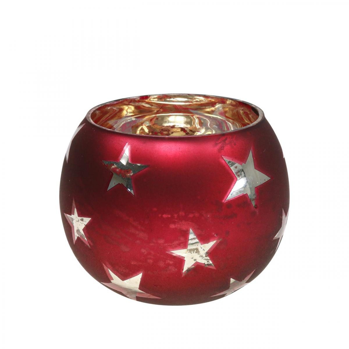 Florists Products Weihnachtsmann Stimmungsvolles Glaswindlicht mit Sternmotiven für