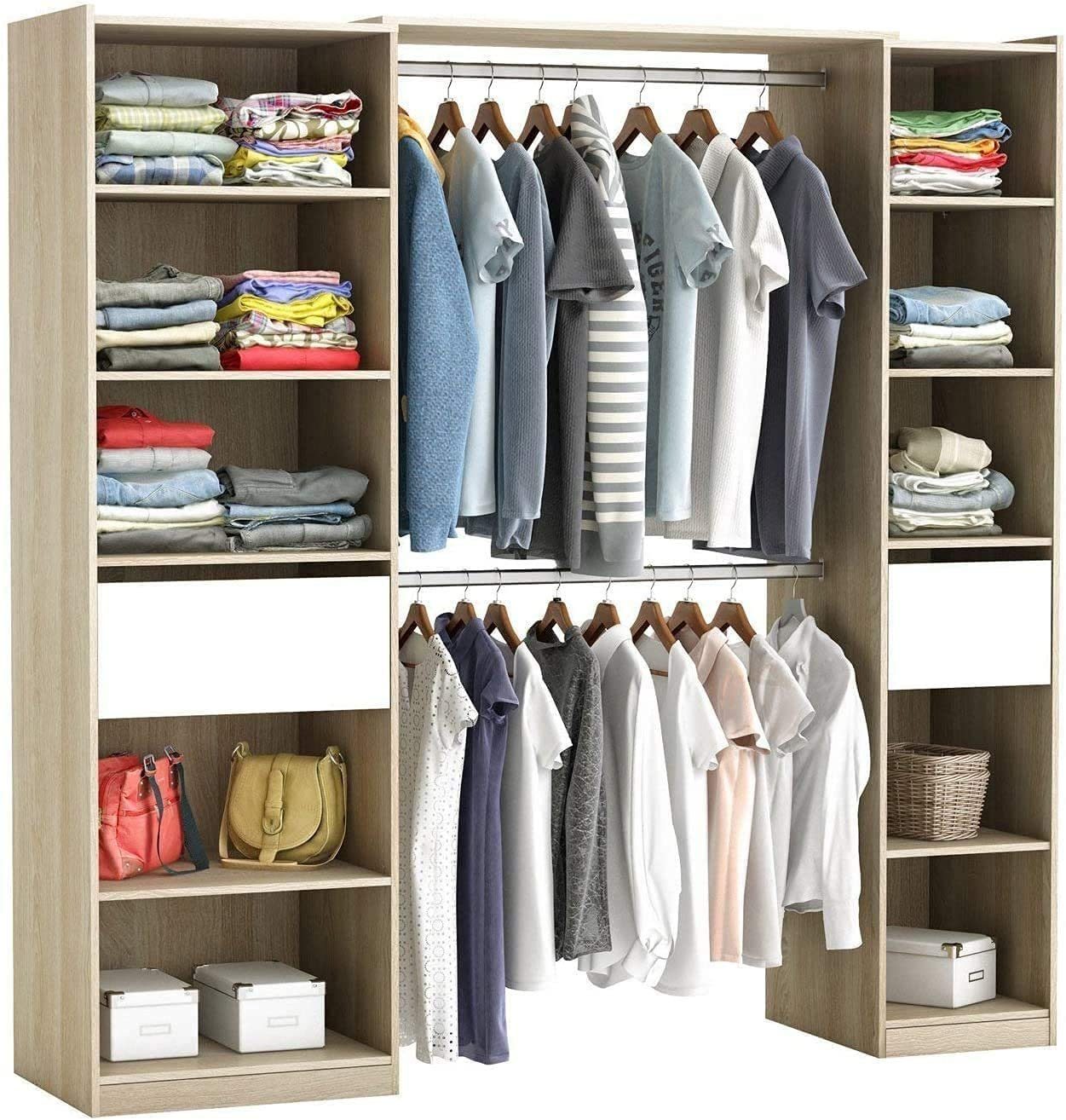 Weiß habeig RIESIGER Kleiderschrank #5077 begehbar offen Garderobe Schrank Regal Schublade