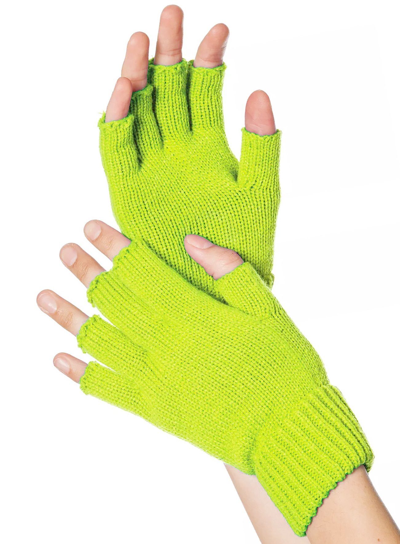 Boland Kostüm Fingerlose Strickhandschuhe neongrün, Fingerlose Handschuhe als Basic für Deinen Neon-Style