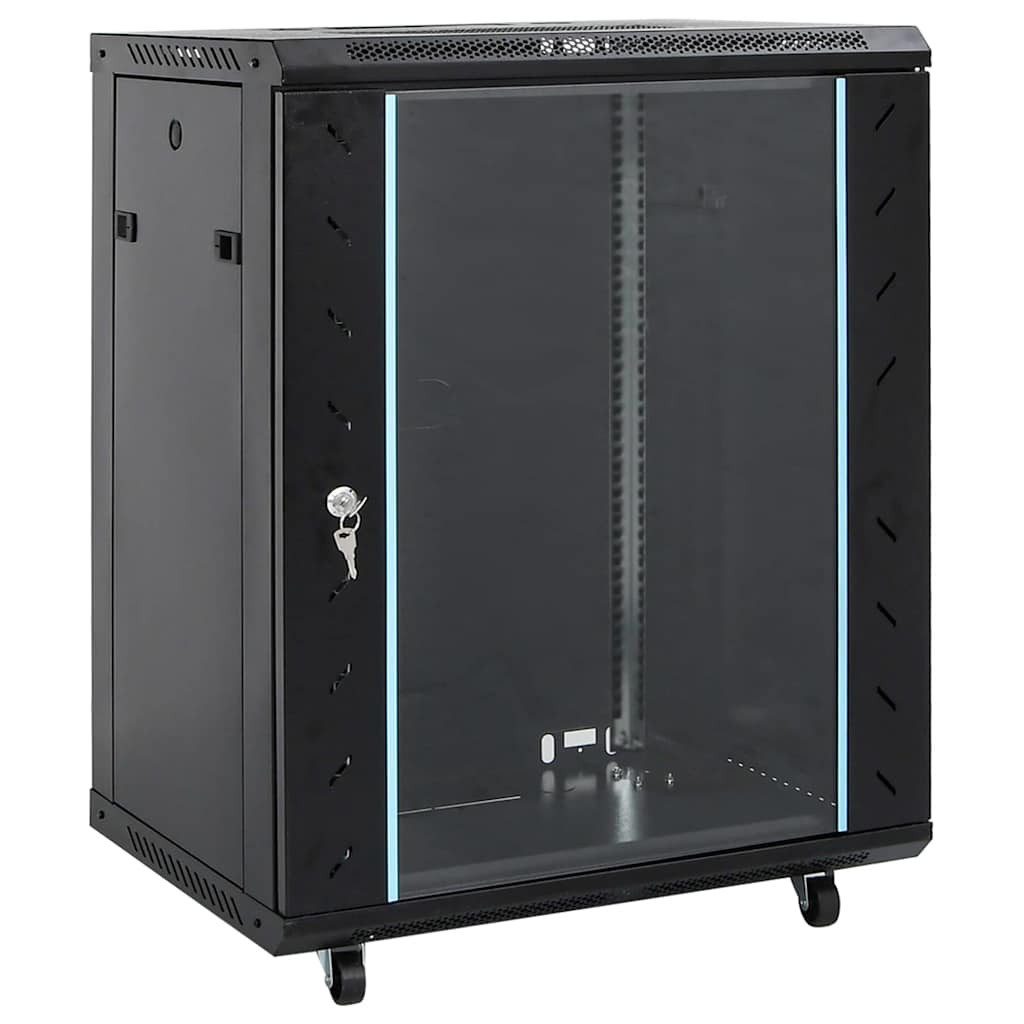 vidaXL Netzwerkschrank mit Speicher Schwarz 60 x 60 x 80 cm Stahl Netzwerk-Adapter