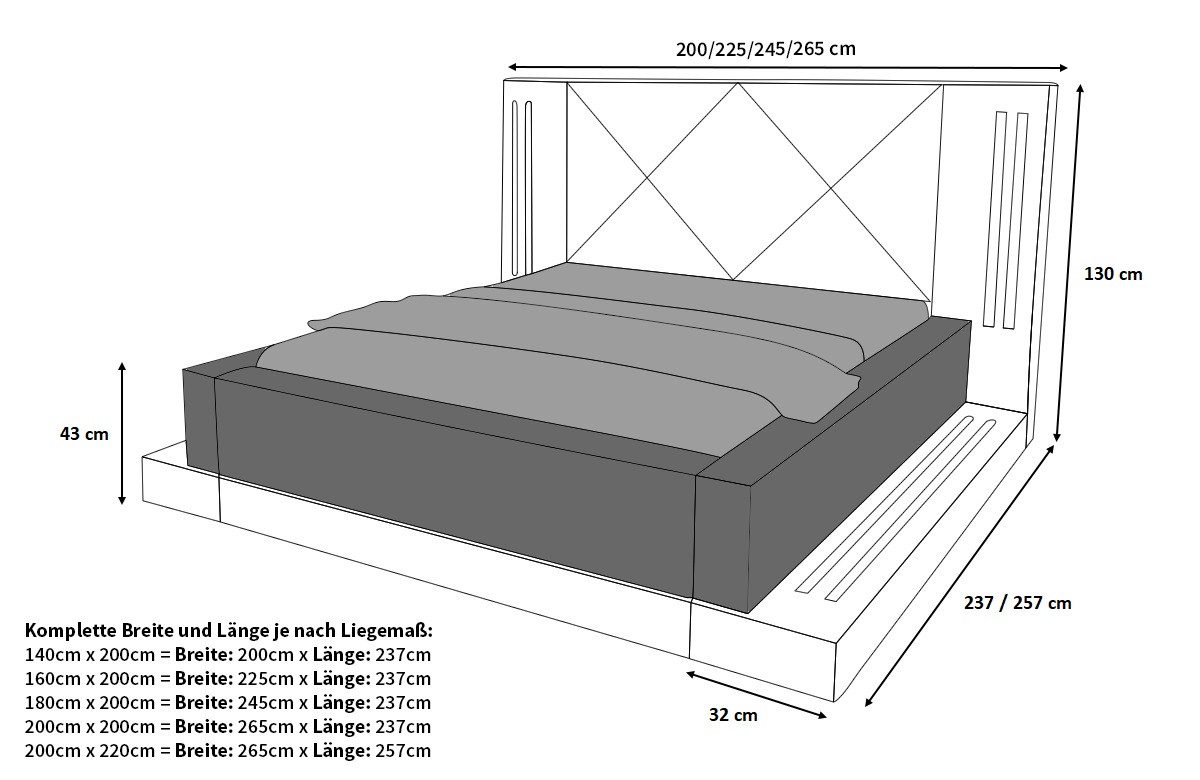 Sofa Dreams Boxspringbett Casoria Bett Kunstleder Premium Komplettbett mit LED Beleuchtung, mit Matratze, mit Topper, mit LED Beleuchtung
