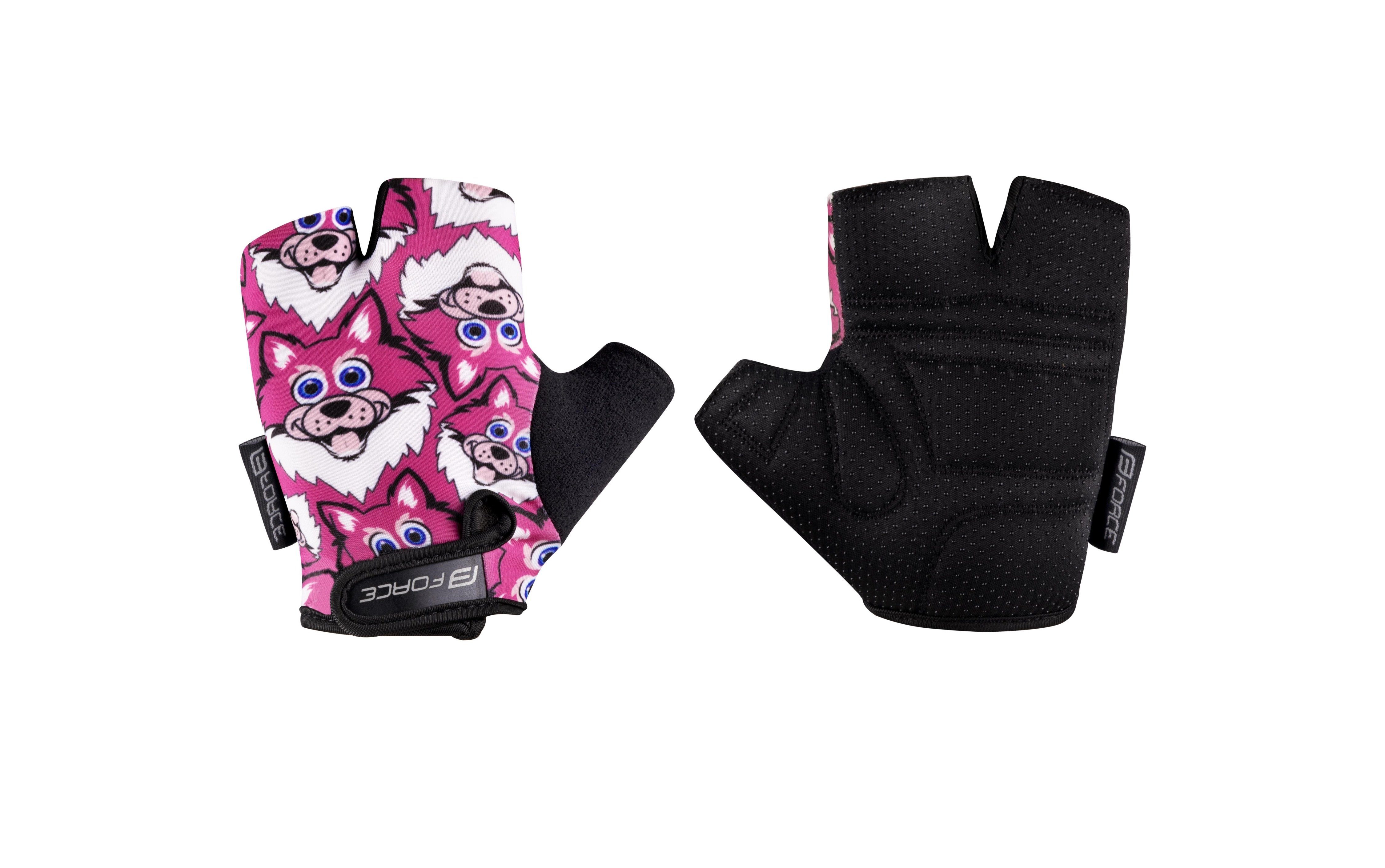 FORCE Fahrradhandschuhe Handschuhe FORCE WOLFIE KID pink-weiss