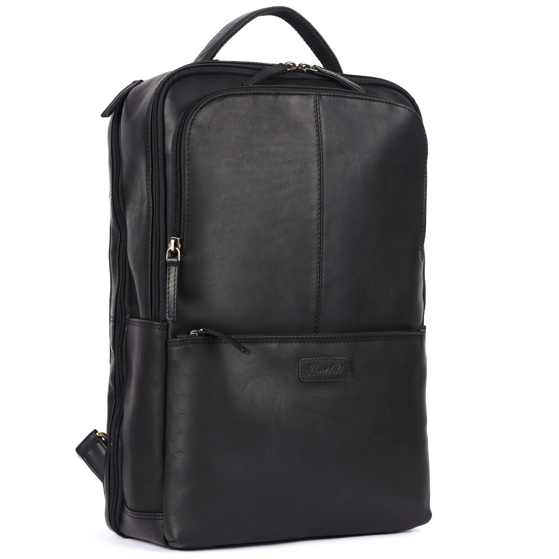 Benthill Rucksack Rucksack Echt Leder Damen Herren Lederrucksack Daypack Backpack, Reißverschlussfach