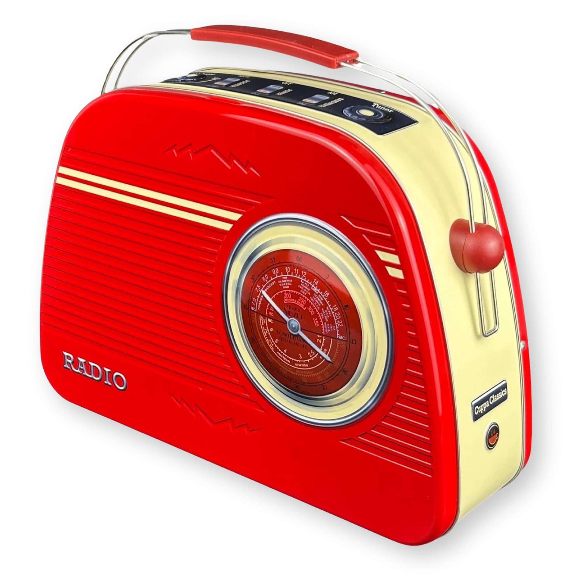 MediMuc Keksdose Rundes Radio rot oder beige, Rundes Radio rot