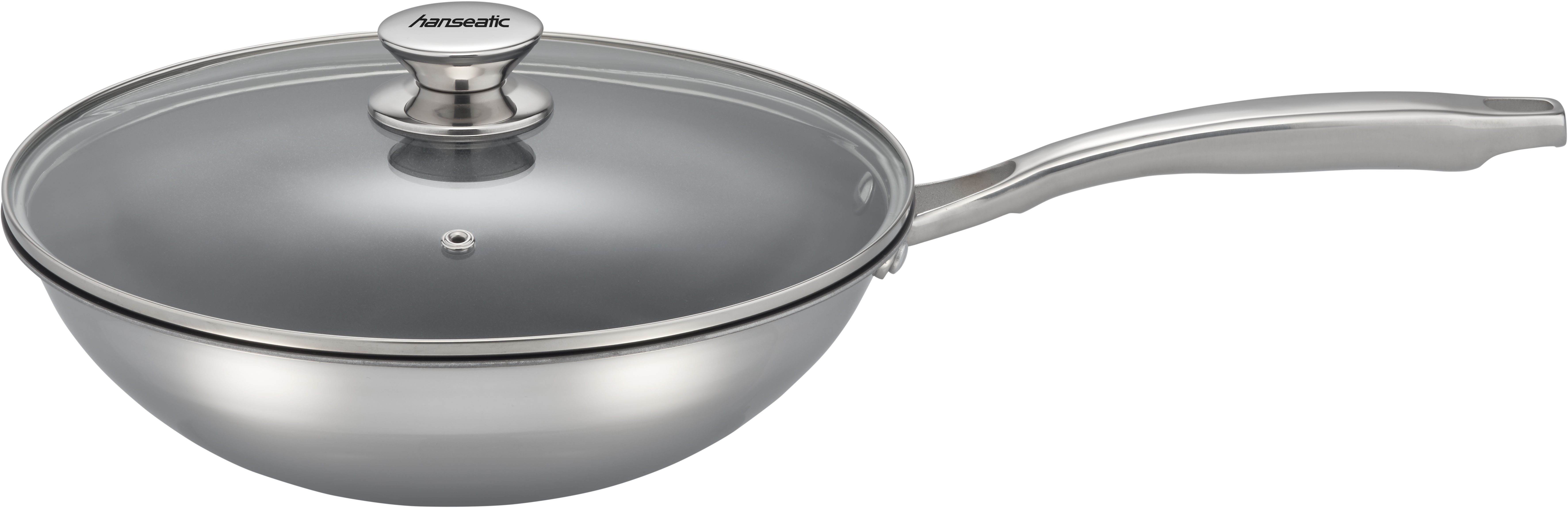Hanseatic Wok hanseatic, Edelstahl, aus Dreischicht-Material mit Antihaft-Versiegelung, ø 28 cm, Induktion