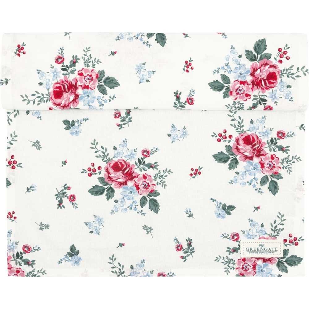 Greengate Tischläufer Greengate Tischläufer ERICA Weiß mit Blumen