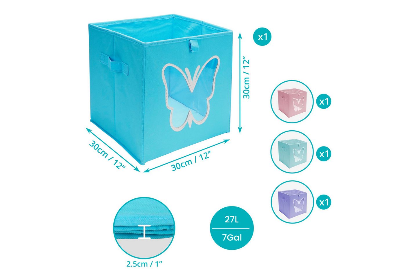 Thumbnail - Belle Vous Aufbewahrungsbox BELLE VOUS Dekorative faltbare Box 4er Set - 30 x 30 x 30 cm - (4 St)