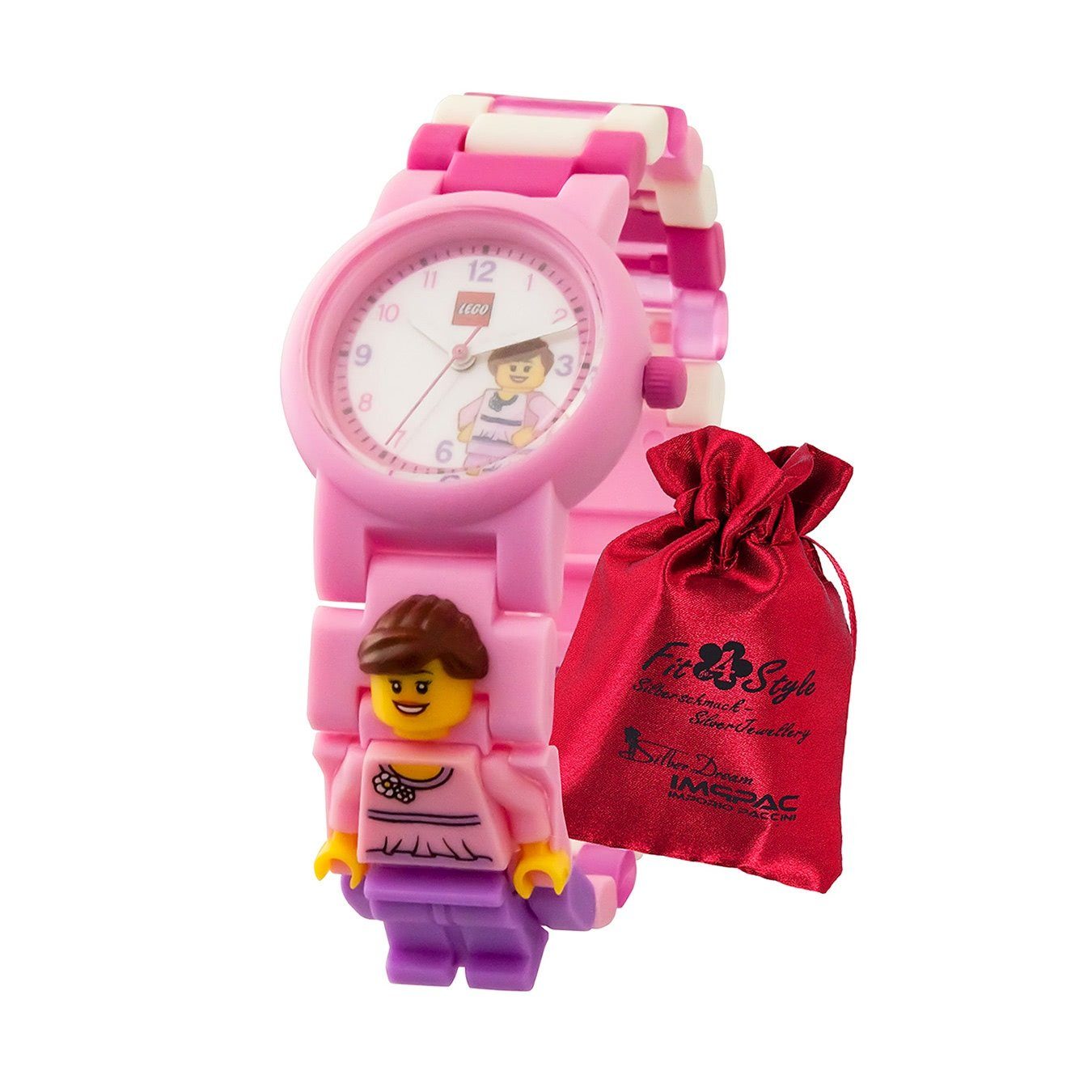LEGO® Quarzuhr LEGO Classic Pink Lady Kinder Uhr, Kinderuhr rund, klein (ca. 28mm) Kunststoffarmband rosa, pink, weiß