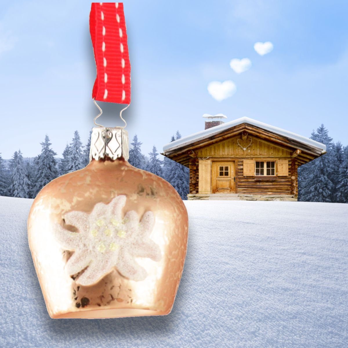INGE-GLAS® Christbaumschmuck INGE-GLAS Weihnachts-Anhänger Edelweißglocke (1-tlg)