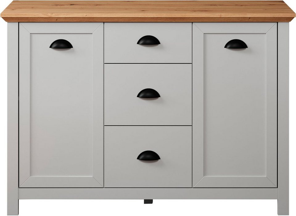 Home affaire Sideboard Herzwill (1 St), Artisan Eiche NB und hellgrau, matt,  im Landhaus-Look