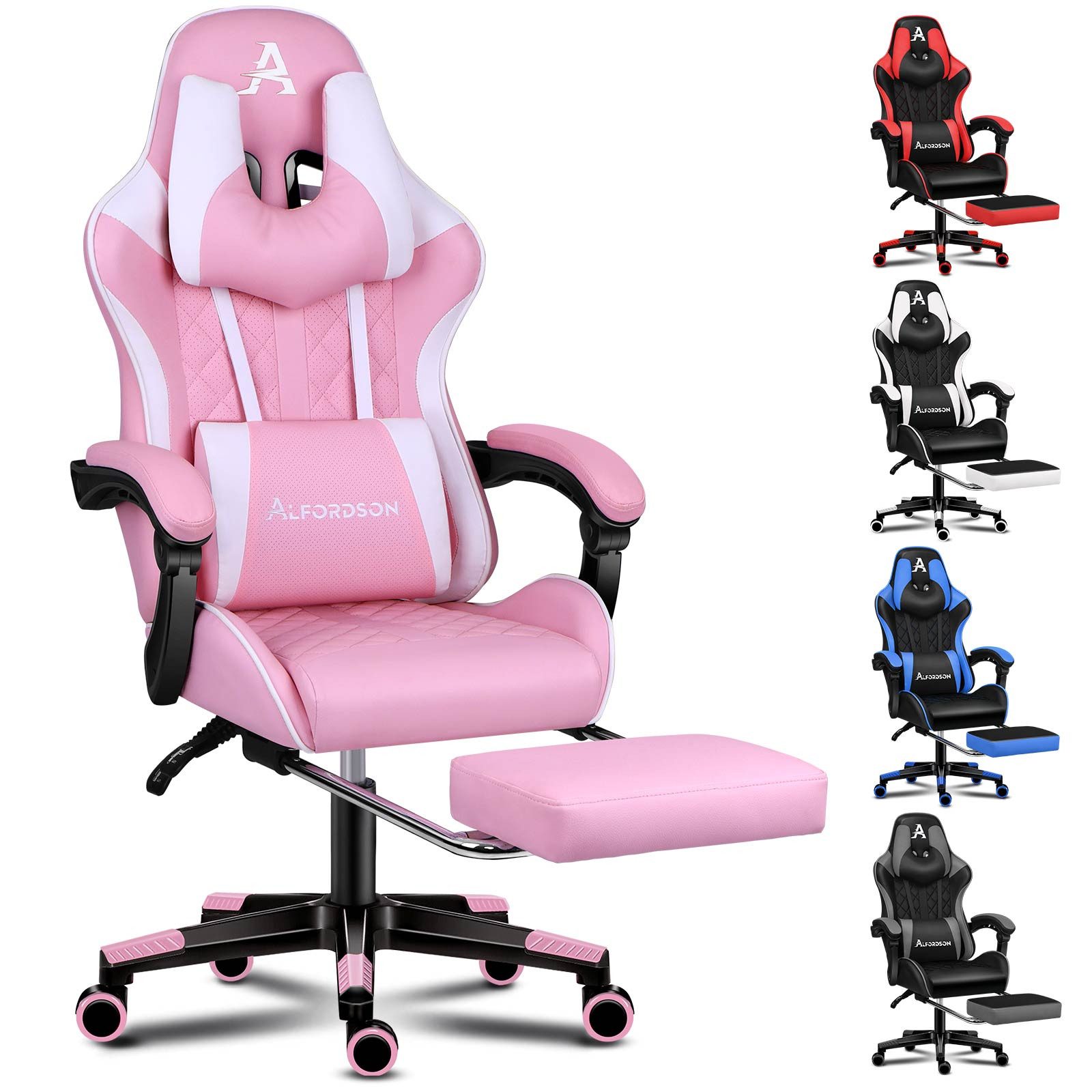 ALFORDSON Gaming-Stuhl Bürostuhl, Integrierte Fußstütze, mit Lendenwirbelki günstig online kaufen