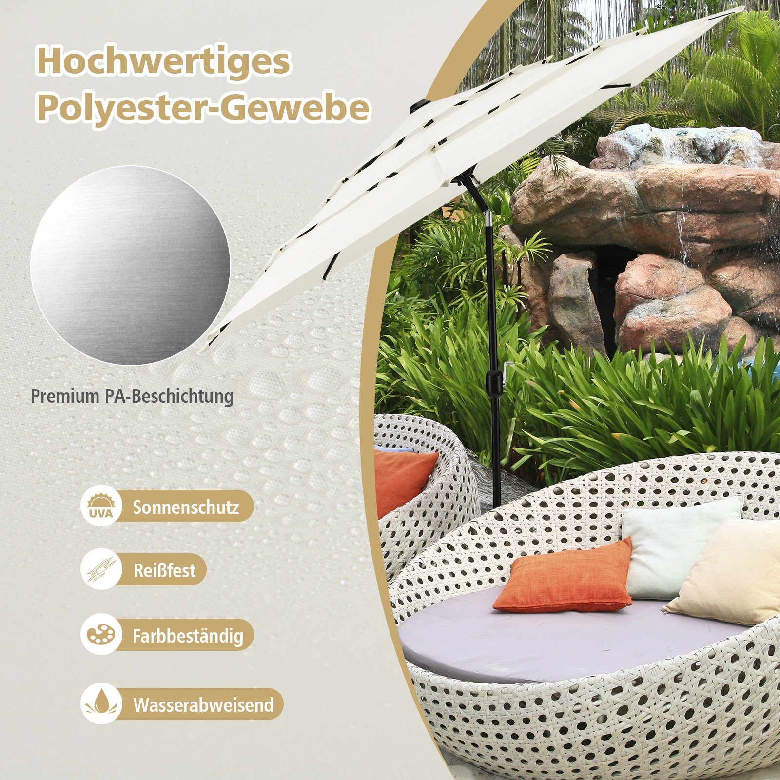 COSTWAY Sonnenschirm Ø300cm, um 45° knickbar, günstig online kaufen