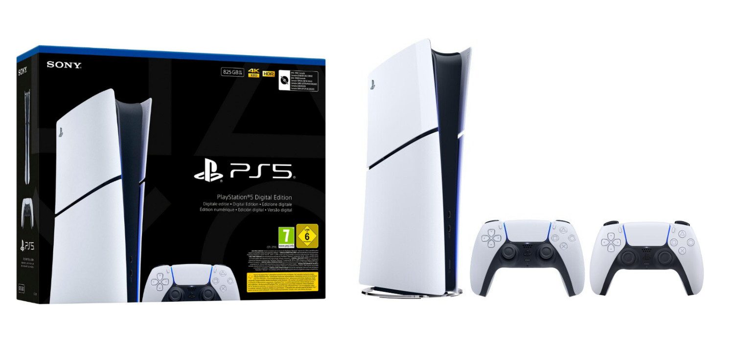 Playstation PlayStation 5 Slim Digital Edition Konsole + zweiten Controller Weiß (Set, 2 St., inkl. 2. DualSense Controller)
