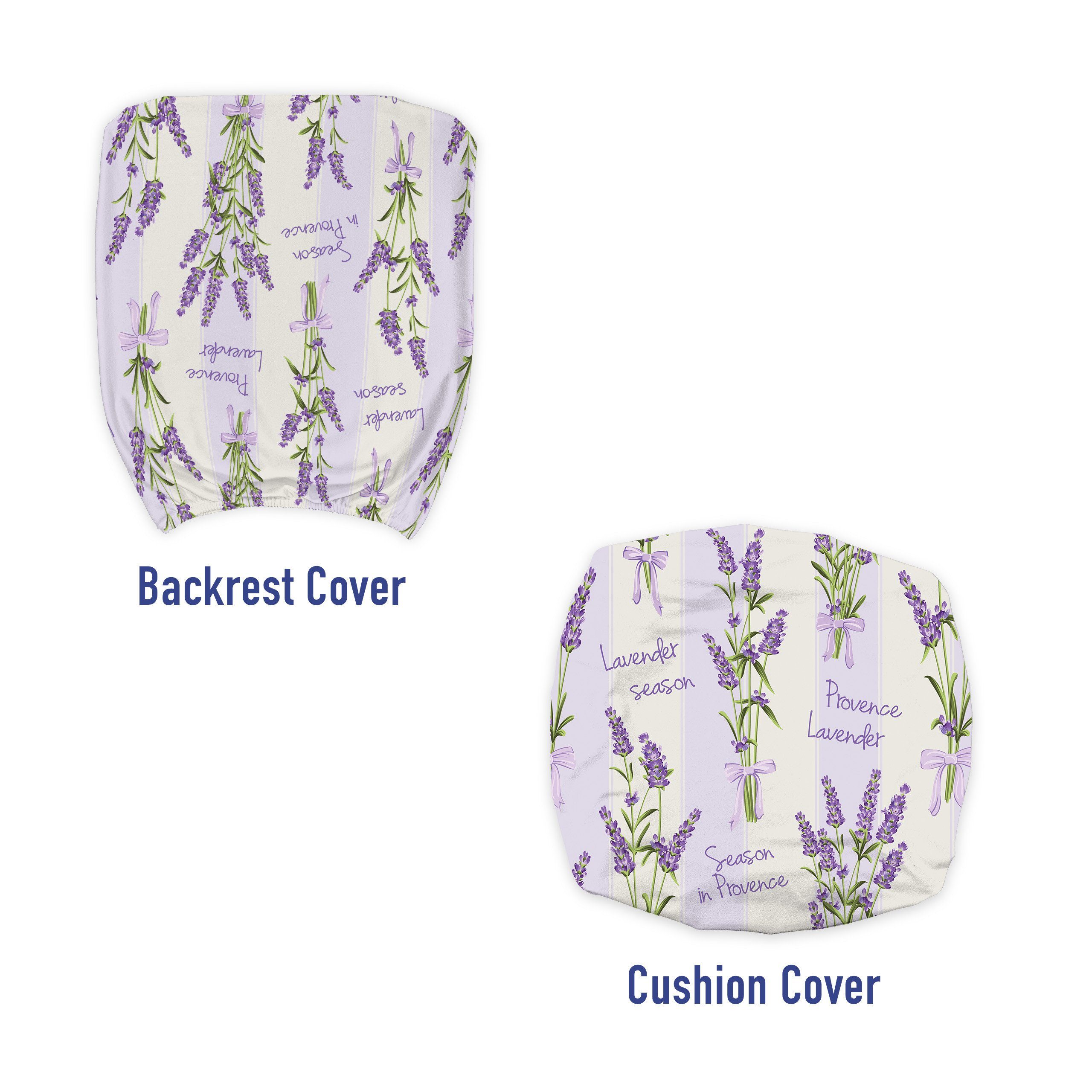 Abakuhaus, Lavendel aus Bürostuhlhusse Blumen und Streifen dekorative Schutzhülle Stretchgewebe,