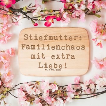 Mr. & Mrs. Panda Frühstücksbrett Stiefmutter Liebe - Transparent - Geschenk, Schneidebrett Holz, Brude, Birkenholz, (1-St), Einzigartige Motive