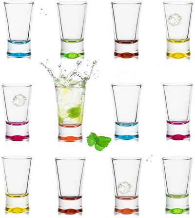 PLATINUX Schnapsglas »Shotgläser«, Glas, Set 12 Teilig bunt Schnapsgläser 2,5cl Tequilagläser Wodkagläser Pinnchen
