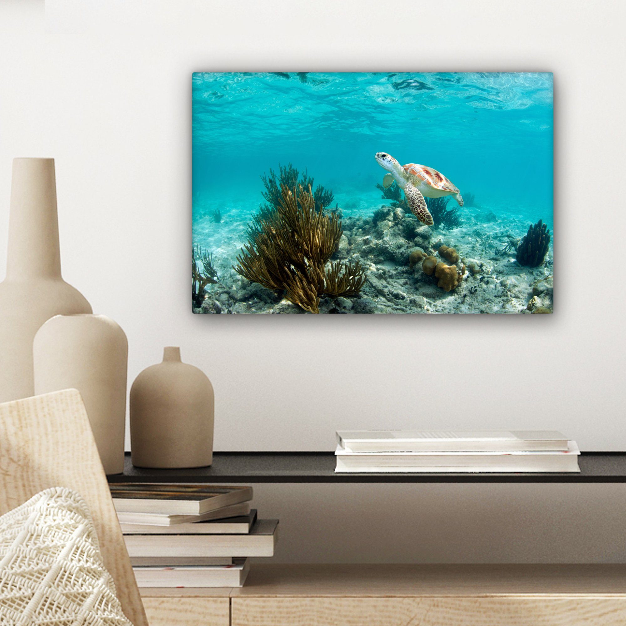 Leinwandbilder, OneMillionCanvasses® von in cm Wandbild Leinwandbild 30x20 St), Korallenriff Mexiko, Tulum Wanddeko, (1 Aufhängefertig,