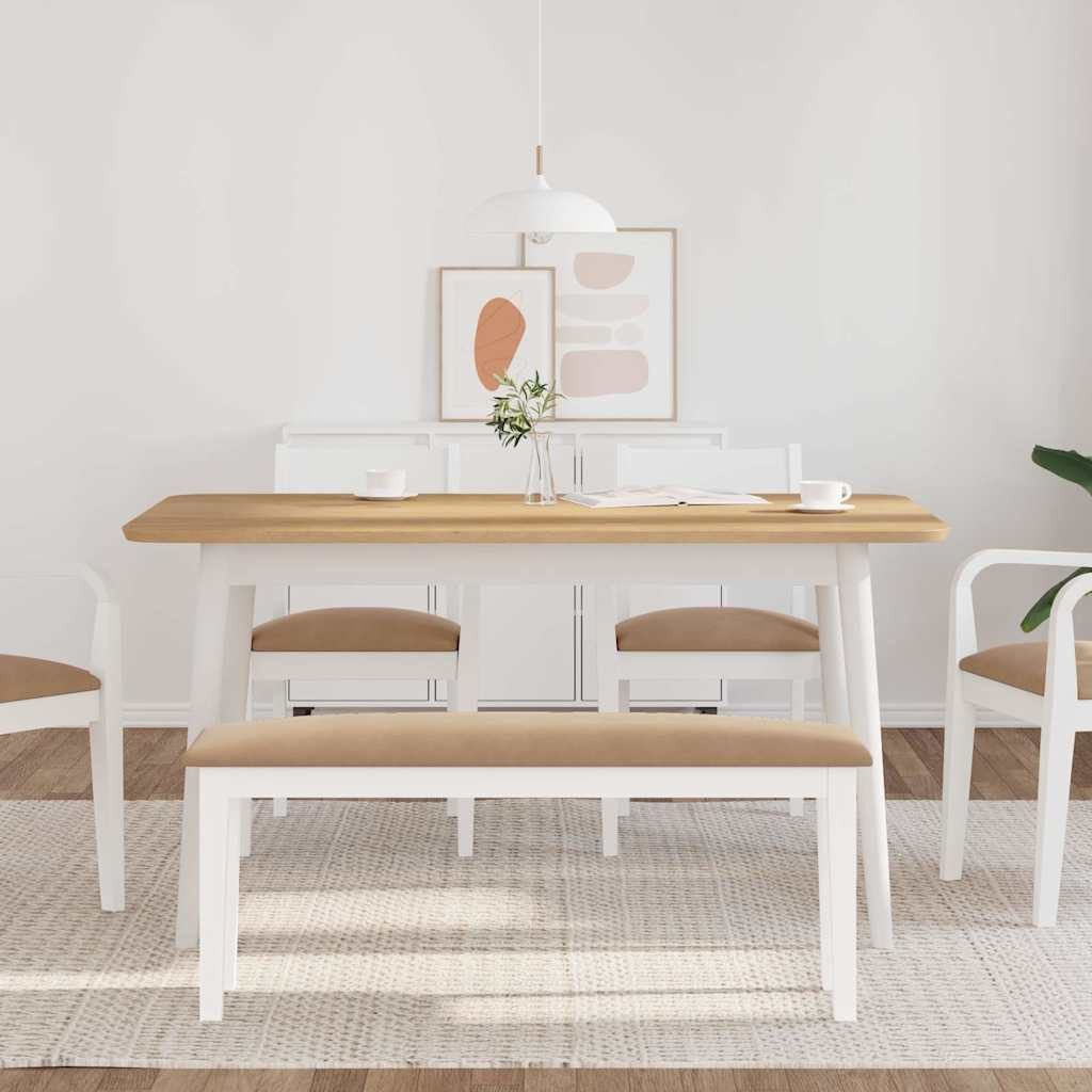 vidaXL Essbank Bank 110 cm Weiß Massivholz Gummibaum