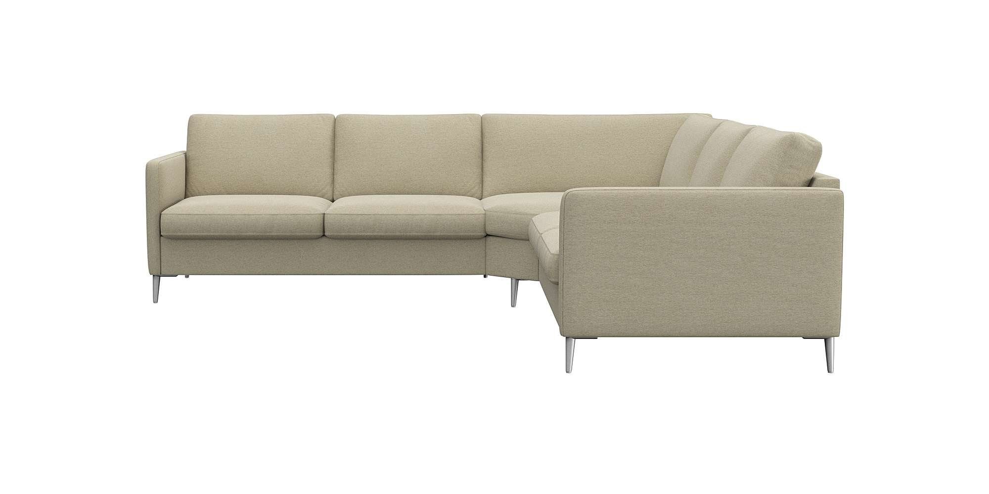 FLEXLUX Ecksofa Fiore, schmale Armlehnen, Kaltschaum, Füße Alu