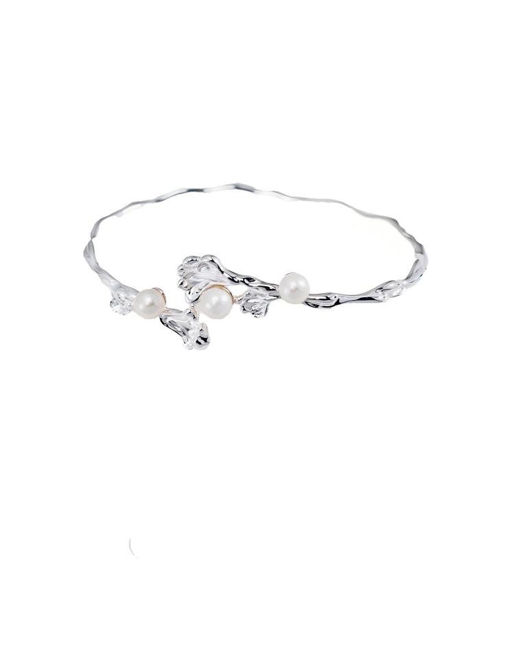 Jumpeak Silberarmband S925 Silber Armreif,18K Vergoldet,Vintage-Gold,Damen Armschmuck, Perlen Armreif,Offen Armreif,Damen Geschenk,Muttertag,Weihnachten